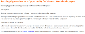 Turning Oppression into Opportunity for Women Worldwide paper