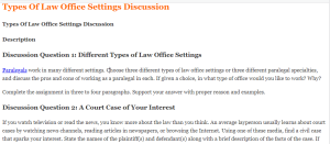 Types Of Law Office Settings Discussion