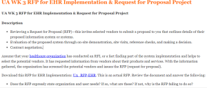 UA WK 3 RFP for EHR Implementation & Request for Proposal Project