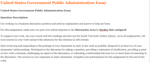 United States Government Public Administration Essay