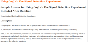 Using CogLab The Signal Detection Experiment