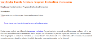 Wayfinder Family Services Program Evaluation Discussion