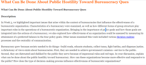 What Can Be Done About Public Hostility Toward Bureaucracy Ques