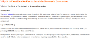 Why it is Unethical to Use Animals in Research Discussion