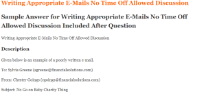 Writing Appropriate E-Mails No Time Off Allowed Discussion