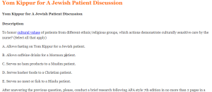 Yom Kippur for A Jewish Patient Discussion