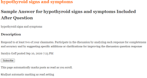 hypothyroid signs and symptoms