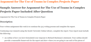 Argument for The Use of Teams in Complex Projects Paper