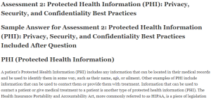 Assessment 2: Protected Health Information (PHI): Privacy, Security, and Confidentiality Best Practices