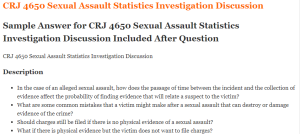 CRJ 4650 Sexual Assault Statistics Investigation Discussion