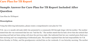 Care Plan for TB Report