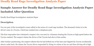 Deadly Road Rage Investigation Analysis Paper