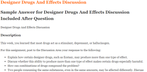 Designer Drugs And Effects Discussion