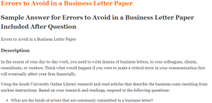 Errors to Avoid in a Business Letter Paper