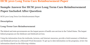 HCM 3010 Long Term Care Reimbursement Paper