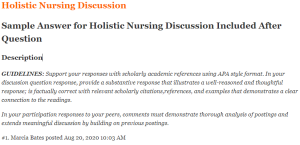 Holistic Nursing Discussion