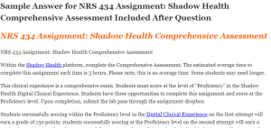 NRS 434 Assignment Shadow Health Comprehensive Assessment