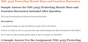 NSG 4055 Protecting Muscle Mass and Function Discussion