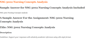 NSG 5002 Nursing Concepts Analysis