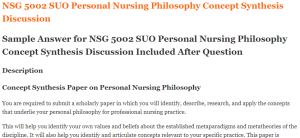 NSG 5002 SUO Personal Nursing Philosophy Concept Synthesis Discussion