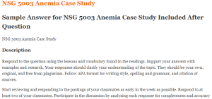 NSG 5003 Anemia Case Study