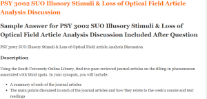 PSY 3002 SUO Illusory Stimuli & Loss of Optical Field Article Analysis Discussion