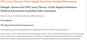 PSY 3002 Theory of the Signal Detection Method Discussion