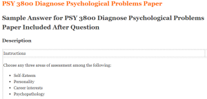 PSY 3800 Diagnose Psychological Problems Paper