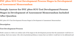 PSY 3800 SUO Test Development Process Stages in Development of Assessment Memorandum