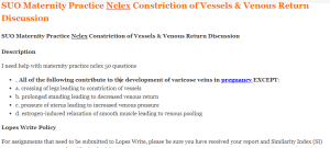 SUO Maternity Practice Nclex Constriction of Vessels & Venous Return Discussion