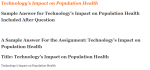 Technology’s Impact on Population Health