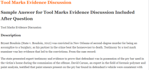 Tool Marks Evidence Discussion