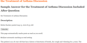 the Treatment of Asthma Discussion