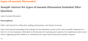 types of anemia Discussion
