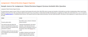 Assignment Clinical Decision Support Systems