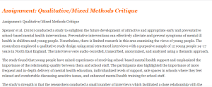Assignment Qualitative Mixed Methods Critique