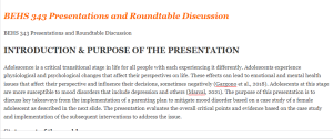 BEHS 343 Presentations and Roundtable Discussion