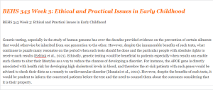 BEHS 343 Week 3 Ethical and Practical Issues in Early Childhood