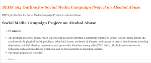 BEHS 364 Outline for Social Media Campaign Project on Alcohol Abuse