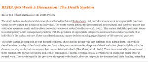 BEHS 380 Week 2 Discussion The Death System