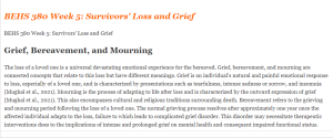 BEHS 380 Week 5 Survivors' Loss and Grief