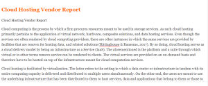 Cloud Hosting Vendor Report