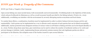 ECON 330 Week 4 Tragedy of the Commons