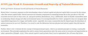 ECON 330 Week 8 Economic Growth and Scarcity of Natural Resources