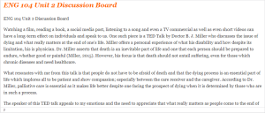 ENG 104 Unit 2 Discussion Board