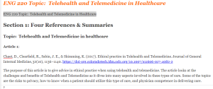 ENG 220 Topic  Telehealth and Telemedicine in Healthcare