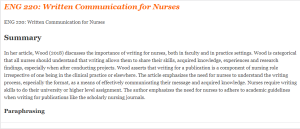 ENG 220 Written Communication for Nurses