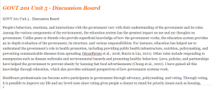 GOVT 201 Unit 5 - Discussion Board 