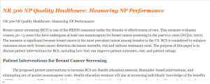 NR 506 NP Quality Healthcare Measuring NP Performance