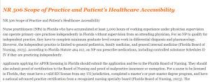 NR 506 Scope of Practice and Patient’s Healthcare Accessibility 